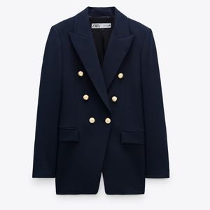 Zara Navy Blazer with Gold Buttons